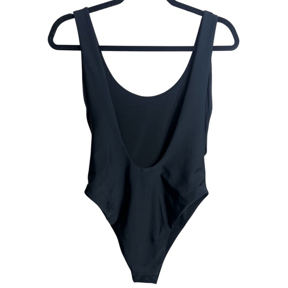 Aerie Maillot De Bain One-Piece Swimsuit Scoop Neck Low Cut Back Lined Black L - Picture 3 of 8